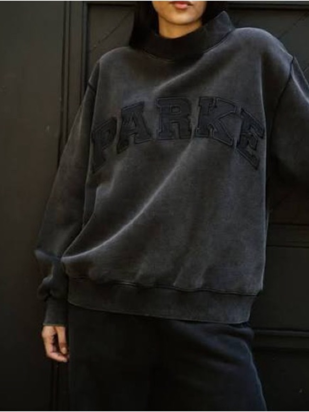 Rare Parke Halloween Black Acid Wash Mockneck and Sweatpants set